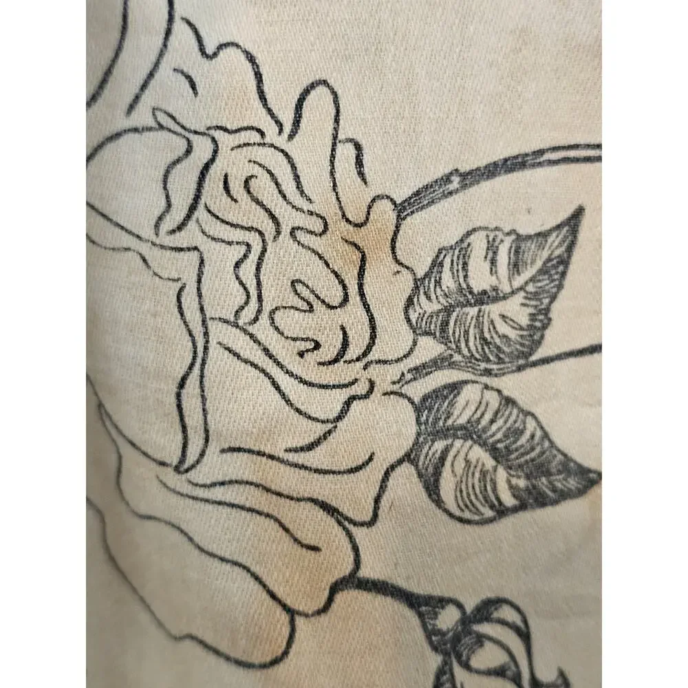 Vtg Oregon Souvenir Pillow Cover Case Fringe Estacada Rose Cream Satin Sham READ
